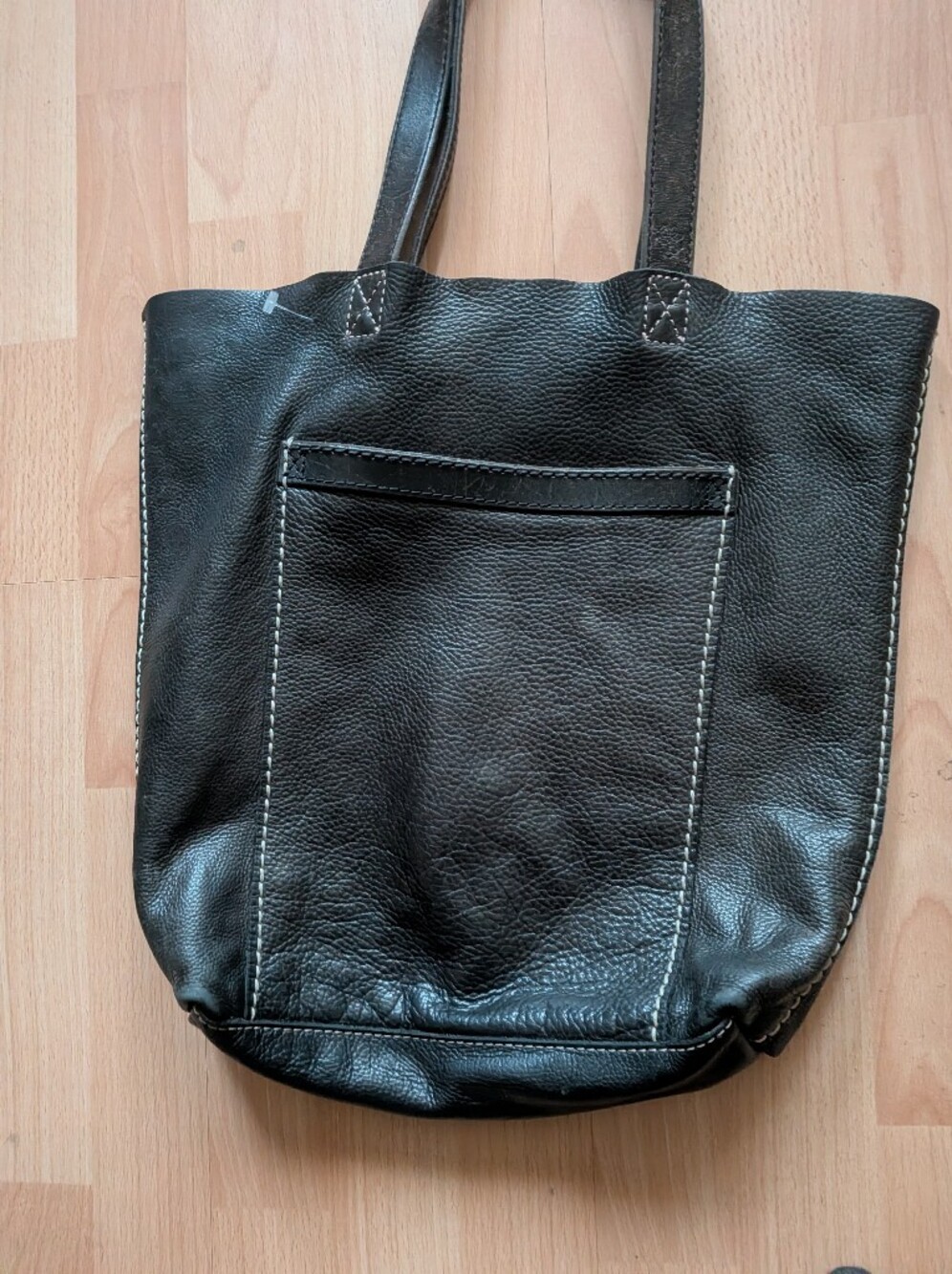Lucky Brand Black Leather Distressed Shoulder Tote